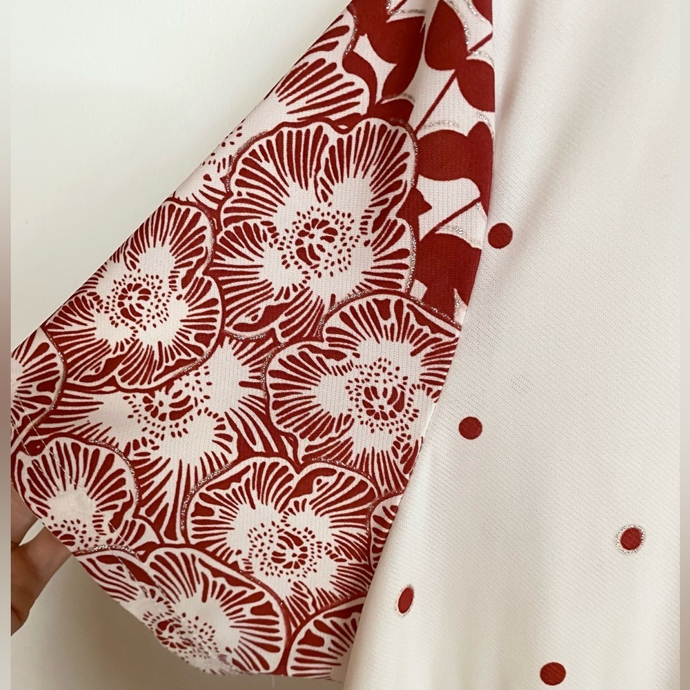 SIMPLY ASTER White Red & glitter Polka dot Floral Tunic Womens size 3X - Picture 5 of 9